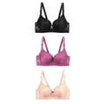 thumbnail image 1 of Qetyuw Womens Lace Bras with Underwire Lift T-shirt Bras Cotton Full Coverage Bralettes Elegant Daily Full Figure Bras 3 Packs, 1 of 3