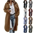 thumbnail image 1 of Qetyuw Womens Long Corduroy Jacket Button Down Long Sleeve Jackets Lapel Casual Coat Outwear with Pockets, 1 of 10