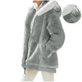 thumbnail image 1 of Qetyuw Womens Long Fuzzy Fleece Cardigan Jackets Full Zip Up Oversized Long Sleeve Hooded Coats Winter Casual Coat, 1 of 8