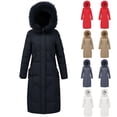 thumbnail image 1 of Qetyuw Womens Long Puffer Coat Warm Winter Jacket with Faux Fur Hood Full Zip Up Plus Size Thicken Parka Down Coats, 1 of 9