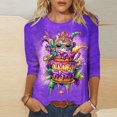 thumbnail image 1 of Qetyuw Womens Mardi Gras Tshirt 3/4 Length Sleeve Crew Neck Tops Funny Mask Graphic Tees Plus Size Carnival Party Tee Shirts, 1 of 5
