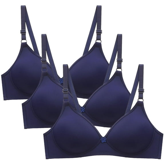 Qetyuw Womens No Wire Bras 3PC Seamless Tshirt Bras Lightweight High Support Push-up Bralettes Ladies Comfort Daily Underwire