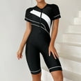 thumbnail image 1 of Qetyuw Womens One Piece Modest Swimsuits Boyshorts Short Sleeve Zip Rash Guard Sets Contrast Line Printed Snorkel Surf Suits Sport Bathingwears, 1 of 7
