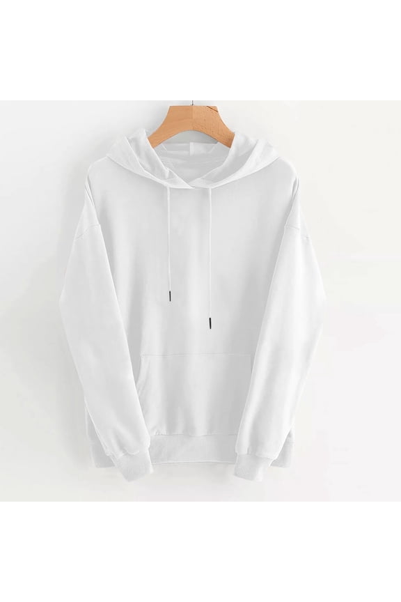 Womens Oversized Drawstring Hoodies Solid Color Basic Sweatshirt with Pocket Fall Thic Long Sleeve Hoodies