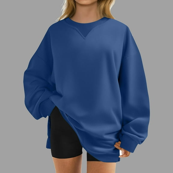 Qetyuw Womens Oversized Sweatshirts Crew Neck Fleece Pullover Drop Shoulder Long Sleeve Shirts Casual Sweatshirt