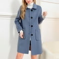 thumbnail image 1 of Qetyuw Womens Pea Coats Winter Warm Single Breasted Overcoat Plus Size Lapel Casual Trench Coat with Pockets, 1 of 7