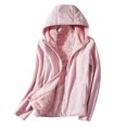 thumbnail image 1 of Qetyuw Womens Reversible Jacket Thickened Fleece Lined Zip Up Hooded Jackets Plus Size Long Sleeve Casual Coat Outwear, 1 of 5