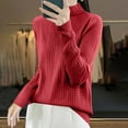 thumbnail image 1 of Qetyuw Womens Ribbed Knit Sweaters Slim Fit Mock Neck Long Sleeve Pullover Sweater Casual Chunky Jumper Top, 1 of 4