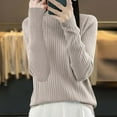 thumbnail image 1 of Qetyuw Womens Ribbed Knit Sweaters Slim Fit Mock Neck Long Sleeve Pullover Sweater Casual Chunky Jumper Top, 1 of 4