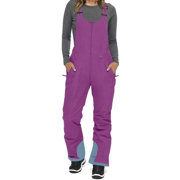 Qetyuw Womens Ski Snow Jumpsuits Windproof Waterproof Bibs Pants Outdoor Sleeveless Zipper Overalls Adjustable Straps Insulated Athletic Romper