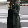 thumbnail image 1 of Qetyuw Womens Trench Coat Casual Long Sleeve Lapel Peacoat Belted Slim Overcoat Winter Chunky Single Breasted Coats, 1 of 6