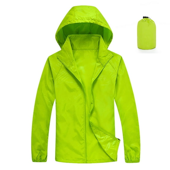 Qetyuw Womens Waterproof Packable Hooded Jackets Outdoor Lightweight Zip Up Raincoat Long Sleeve Casual Cardigan Jacket