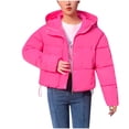 thumbnail image 1 of Qetyuw Womens Winter Crop Puffer Coat Warm Long Sleeve Open Front Down Coat Zip Up Casual Chunky Hooded Jacket, 1 of 4