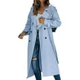 thumbnail image 1 of Qetyuw Womens Winter Trench Coat Lapel Collar Double Breasted Open Front Pea Coat Long Sleeve Casual Jacket Outwear, 1 of 6