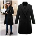 thumbnail image 1 of Qetyuw Womens Wool Blend Trench Coat Casual Long Sleeve Double Breasted Pea Coat Winter Plus Size Lapel Jacket, 1 of 5