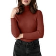 thumbnail image 1 of Qevvmor Women Ribbed Turtleneck Tops Long Sleeve Thermal Shirts Slim Fit Sweater Soft Knit Layer Undershirts(Rose Gold,One Size), 1 of 9