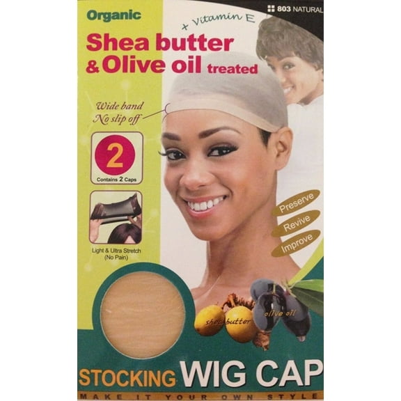 Qfitt Organic Argan & Shea Butter + Olive Oil Treated Stocking Wig Cap 2pcs - Beige