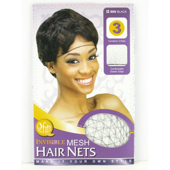 Qfitt Black Invisible Mesh Hair Nets - 3 Pcs.