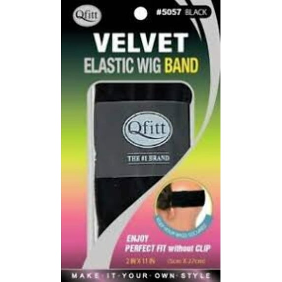 Qfitt Elastic Velvet Wig Band Black 2x11 inch
