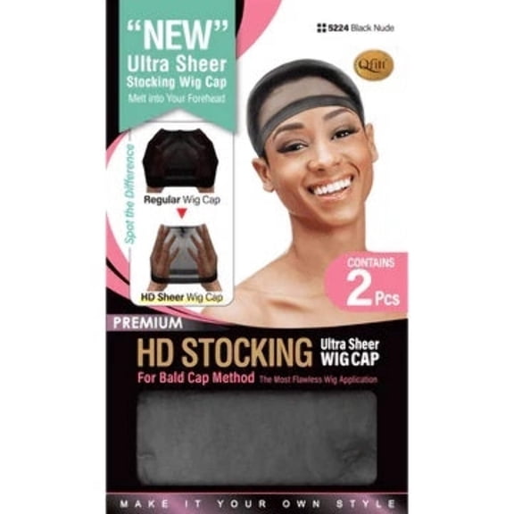 Qfitt HD Stocking Wig Cap Black Nude 5224 2 PCS