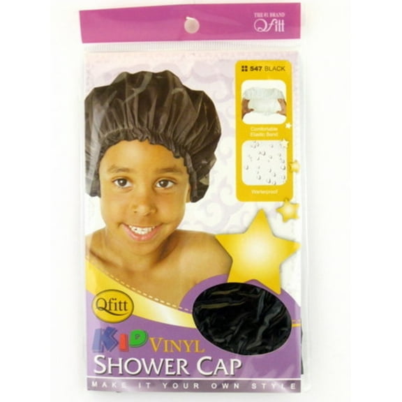 Qfitt Kids Black Waterproof Vinyl Shower Cap - 1 Pc.