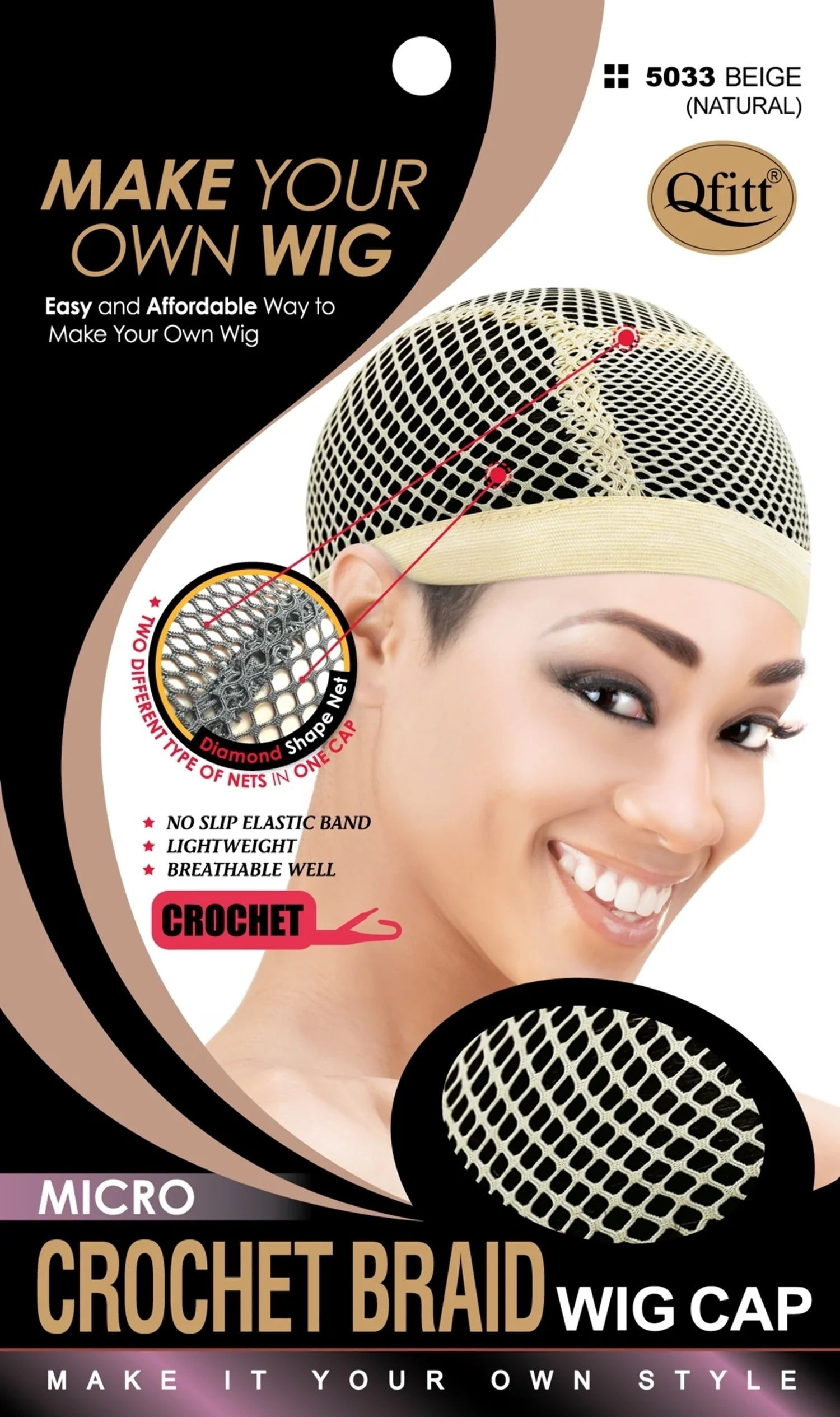 Qfitt Make Your Own Wig Sili Band Mesh Wig & Weave Cap 5005 Brown,Pack of 6