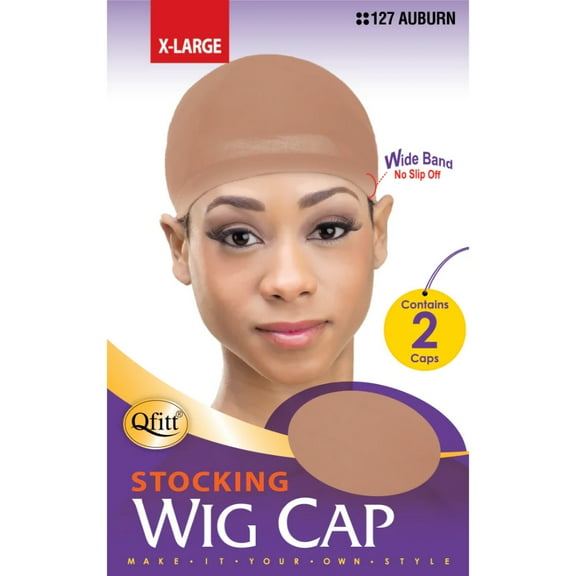 Qfitt Stocking Wig Cap, X Large, Auburn, 2/PK