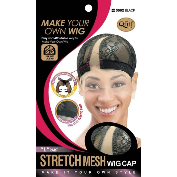 Qfitt - Stretch "L" Part Wig Cap BLACK