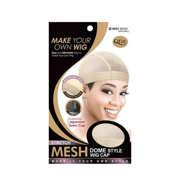 Qfitt Stretch Mesh Dome Style Wig Cap 5031 Beige Natural,Pack of 12