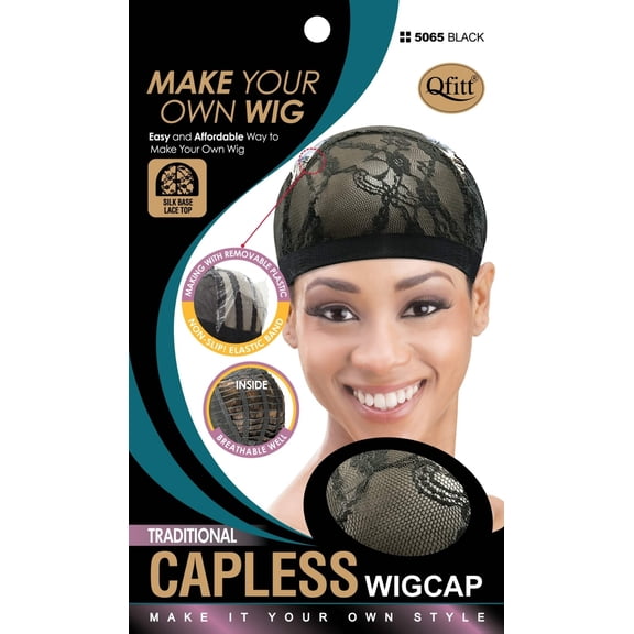 Qfitt - TRADITIONAL CAPLESS WIG CAP #5065 BLACK