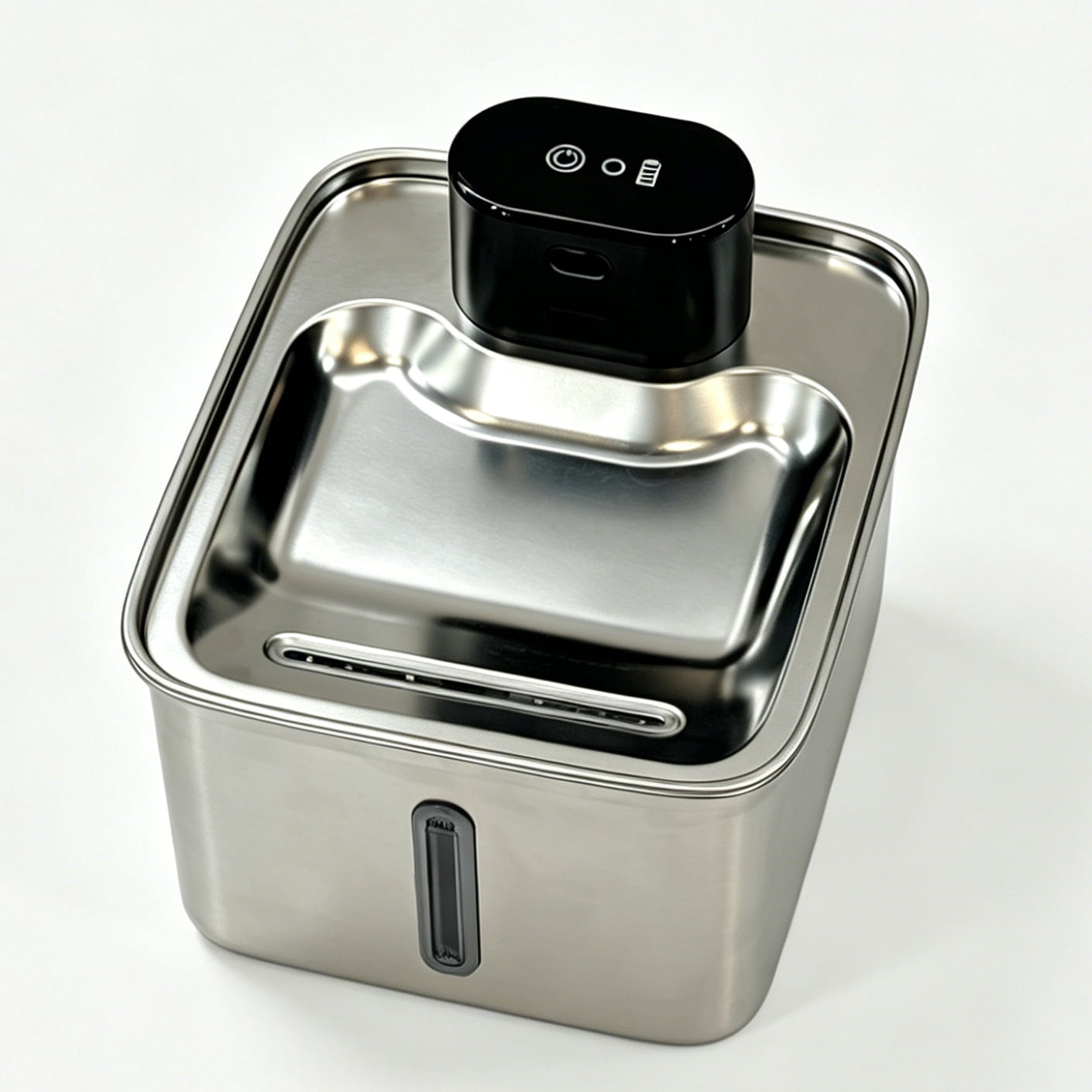 Qfountain 3.5L Stainless Steel Smart Pet Water Fountain, Wireless Rechargeable, Water Level Window, Ultra Quiet, BPA-Free Water Dispenser for Cats and Dogs