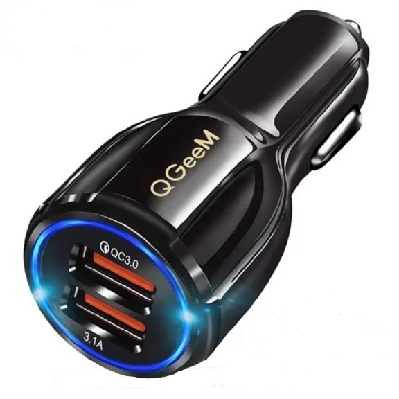 Qgeem Dual (2-Ports) Usb 3.0 Quick Charge Portable Car Charger