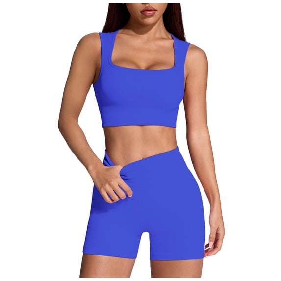 Qgjzvunl 2 Piece Workout Sets for Women Summer Outfits Lounge Matching Sets Yoga Sports Bra and Athletic Shorts Size S