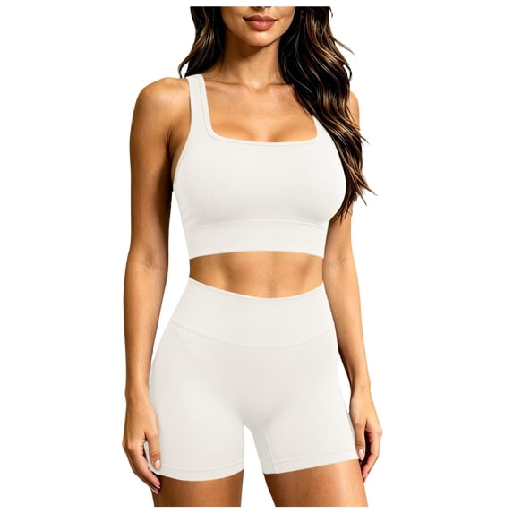 Qgjzvunl Summer Layered Workout Set High Waist Yoga Gym Outfits Athletic Matching Sets Women Clothing Size M