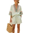 thumbnail image 1 of QGJZVUNL Two Piece Lounge Set for Women Boho Summer Outfits Loose V Neck Top and Shorts Vacation Clothes Size XL, 1 of 8