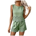 thumbnail image 1 of QGJZVUNL Women's 2 Piece Short Sets Eyelet Tank Tops High Waisted Shorts with Pockets Summer Outfits Size S, 1 of 9