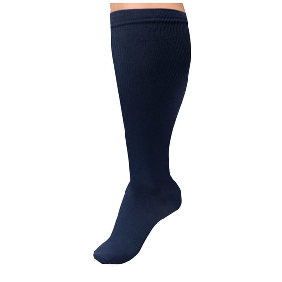 Qgtaibl 1 Pair Cycling Socks for Men Solid Color Knee High Athletic Sock Breathable Running Training Socks (Navy XXL)