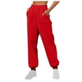 thumbnail image 1 of Qgtaibl Baggy Sweatpants for Women Casual Elastic Waist Gym Joggers with Pockets Soft Comfy Lounge Pants Fall Winter Outfits Red S, 1 of 4