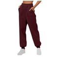 thumbnail image 1 of Qgtaibl Baggy Sweatpants for Women Casual Elastic Waist Gym Joggers with Pockets Soft Comfy Lounge Pants Fall Winter Outfits Wine M, 1 of 5