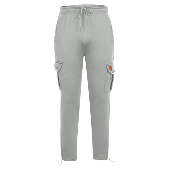 Qgtaibl Big and Tall Joggers for Men Fleece Cargo Sweatpants Drawstring Elastic Waist Straight Leg Athletic Pants with Flap Pockets Gray (Mens 4X)