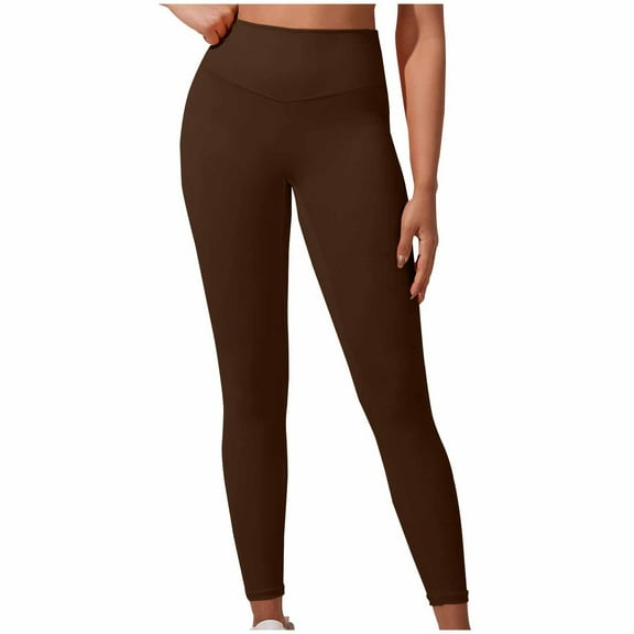 Qgtaibl Butt Lifting Leggings for Women Gym No Front Seam Workout Leggings High Waist Tummy Control Yoga Pants ( Coffee,XL )
