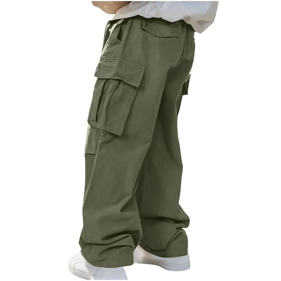 Qgtaibl Cargo Pant for Men Lightweight Drawstring Elastic Waist Work Pant Multi-Pockets Outdoor Hiking Travel Pants Army Green (Mens S)