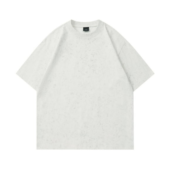 Qgtaibl Cotton Short Sleeve T Shirt for Men Summer Casual Loose Fit Shirts Solid Crewneck Pullover Basic Tops White,XL