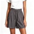 thumbnail image 1 of Qgtaibl Drawstring Shorts for Women Elastic High Waist Casual Shorts with Pockets Summer Loose Fit Solid Color Lounge Shorts for Daily Wear Gray S, 1 of 5