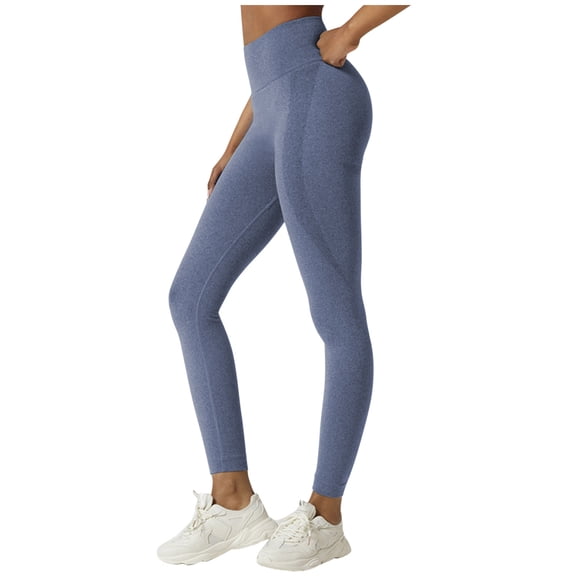 Qgtaibl High Waisted Yoga Pants for Women Slim Stretch Athletic Gym Leggings Soft Casual Everyday Pants ( Navy,L )