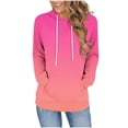 thumbnail image 1 of Qgtaibl Hooded Pullover for Women Trendy Gradient Color Raglan Long Sleeve Daily Hoodies Drawstring Kangaroo Pocket Comfy Fall Sweatshirts Hot Pink XL, 1 of 6