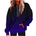 thumbnail image 1 of Qgtaibl Hooded Sweatshirt for Women Fashion Gradient Color Print Drawstring Pullover Loose Fit Long Sleeve Hoodie for Daily Weekend Outing Purple XXL, 1 of 5