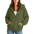 thumbnail image 1 of Qgtaibl Hoodies for Women Fashion Wrap V Neck Fleece Hooded Sweatshirts Kangaroo Pocket Drop Shoulder Long Sleeve Loose Fit Casual Pullover Tops Green XXL, 1 of 7
