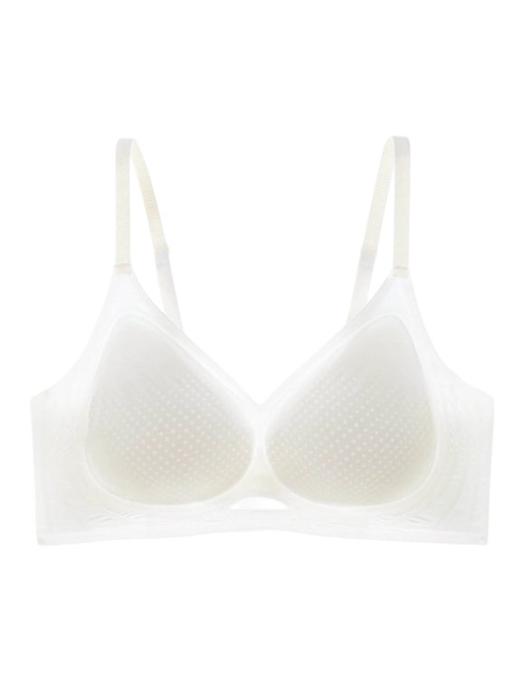 Ice Silk Bra for Women Hollow V Neck Breathable Perforated Pads Wire Free Invisible Bralette Adjustable Thin Straps Seamless Summer Cooling Bras White XXL