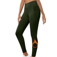 thumbnail image 1 of Qgtaibl Leggings with Pockets for Women High Waisted Tummy Control Workout Yoga Pants Thin Fleece Lined Tights Activewear ( Army Green,S ), 1 of 8
